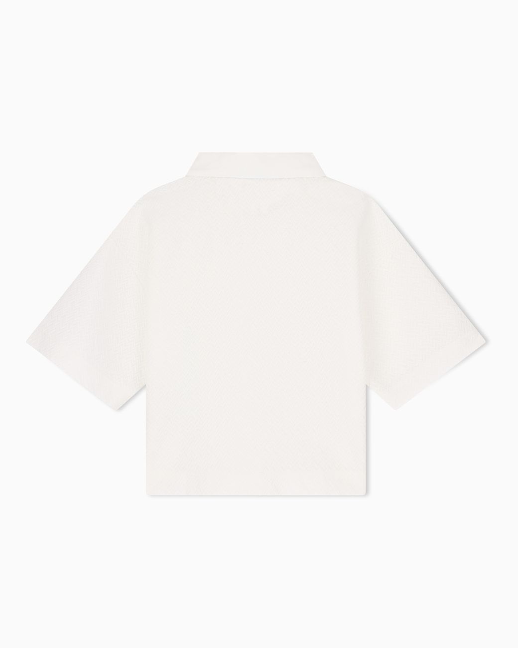 Emporio Armani White Short-Sleeve Shirt With Double Collar And Chevron Pattern