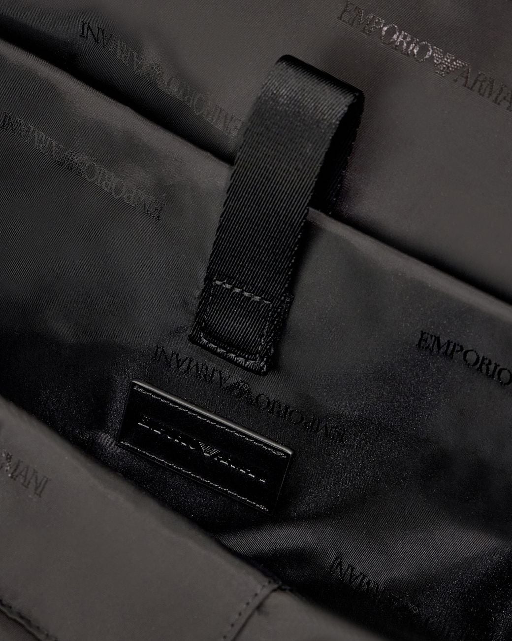 Emporio Armani Black Embossed Backpack With A Flap Pocket And Padded Mesh Straps for men