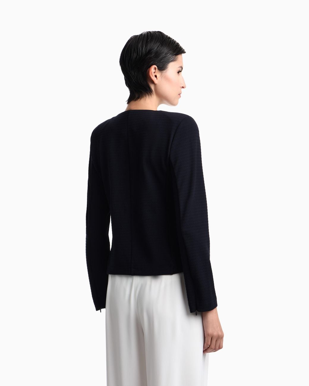 Emporio Armani Blue Slim-Fit Round-Neck Blazer