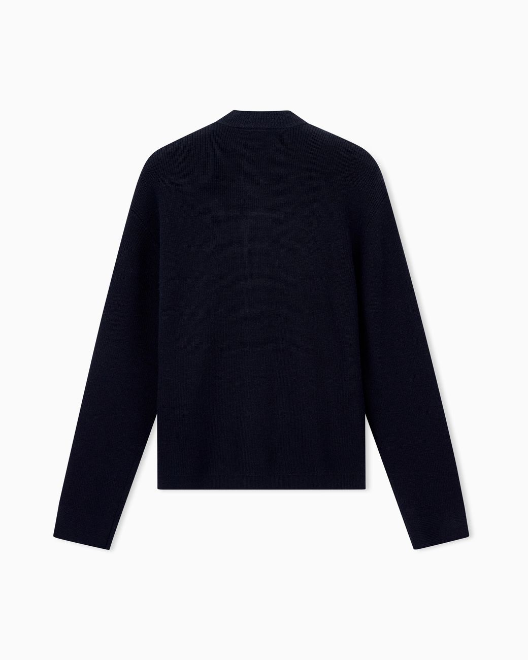 Emporio Armani Blue Half English Rib Virgin Wool Blend Cardigan Hong Kong Capsule Collection Collection for men
