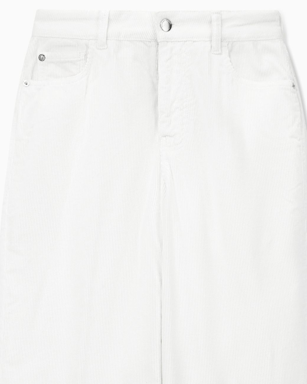 Emporio Armani White Five-Pocket Trousers Garment-Dyed Corduroy Regular Fit
