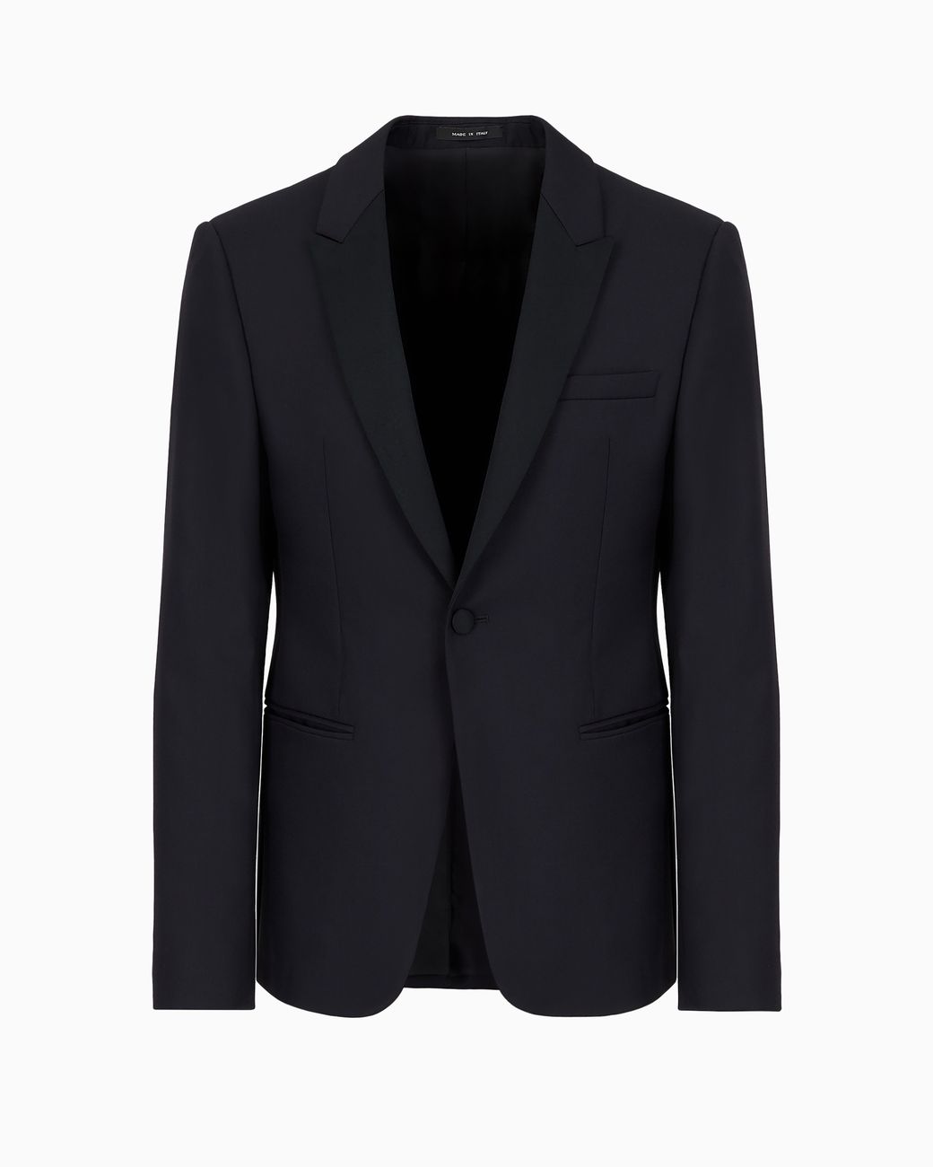 Emporio Armani Blue Worsted Virgin Wool Jacket With Satin Lapels for men