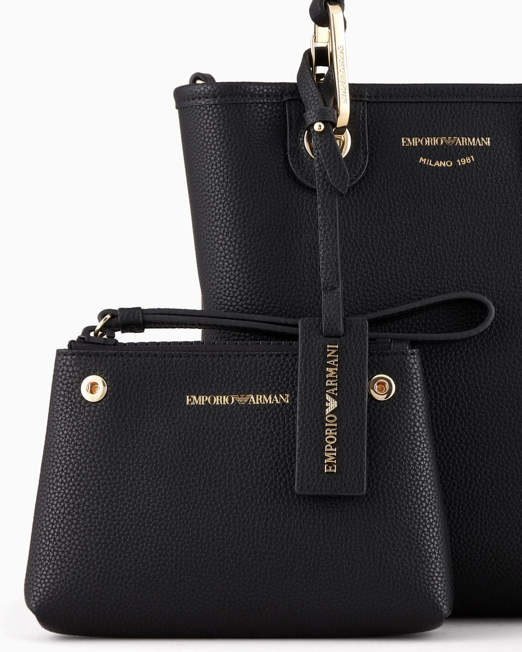 Emporio Armani Black Deer-Print Myea Vertical Shopper Bag