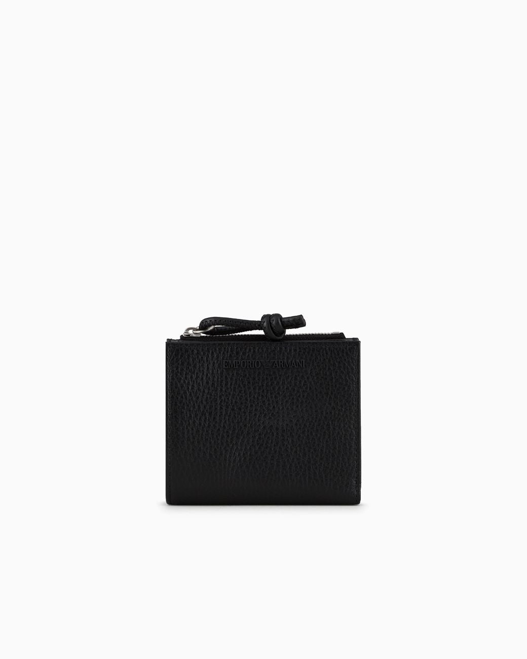Emporio Armani Black Zipped, Tumbled-Leather Card Holder for men