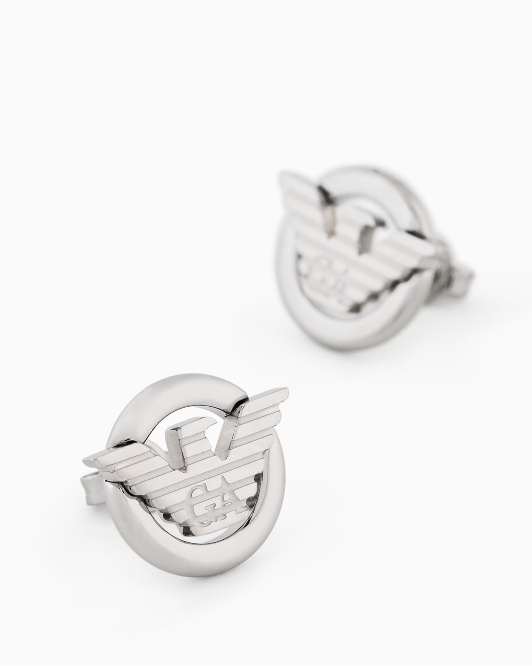 Emporio Armani White Stainless Steel Stud Earrings for men
