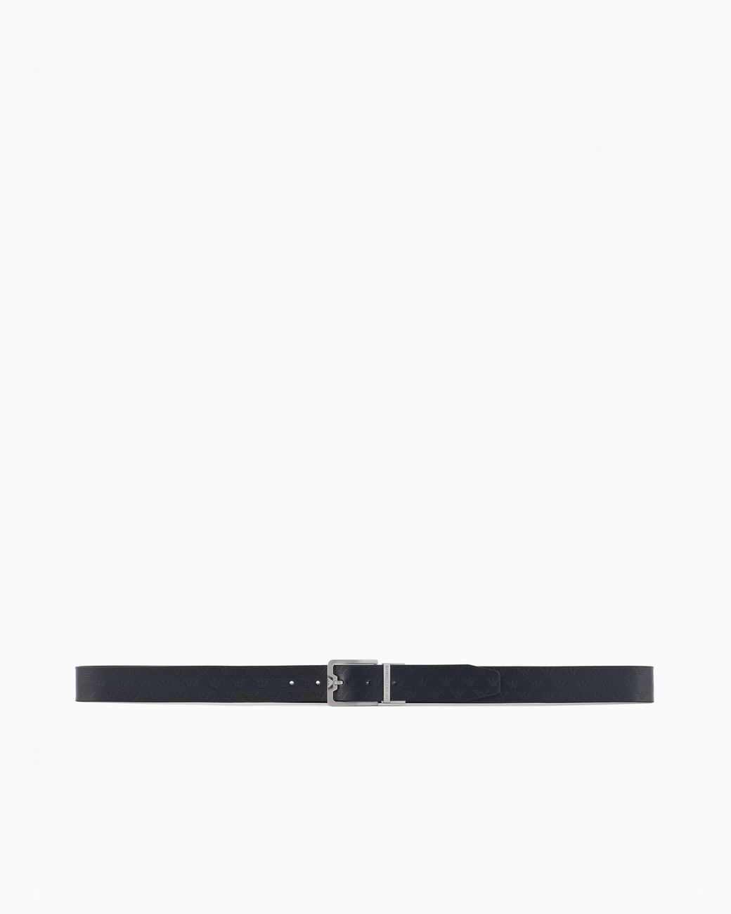 Emporio Armani White Leather Belt With All-Over Embossed Eagle for men