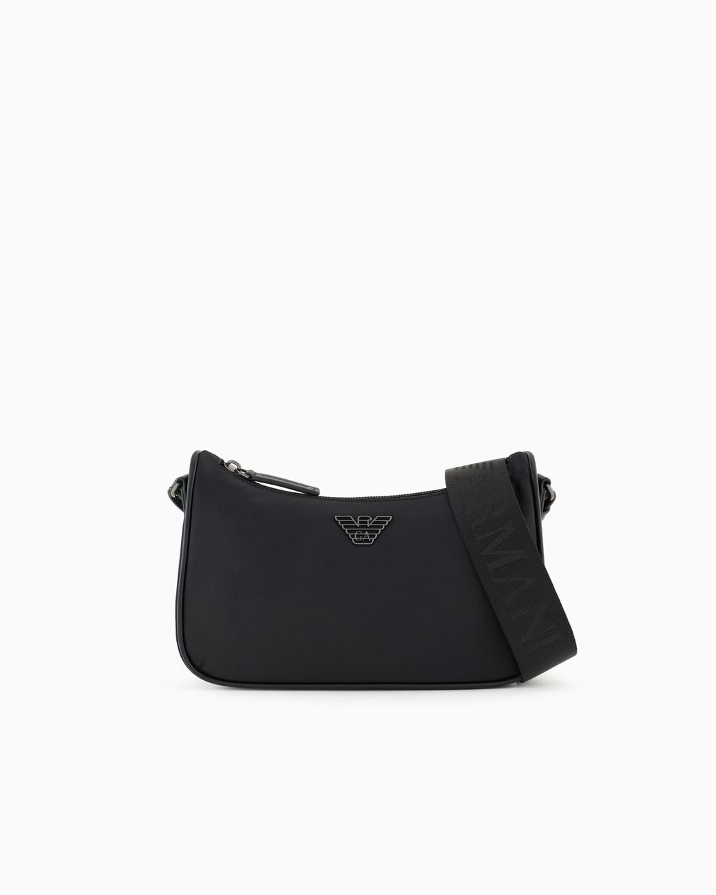 Emporio Armani Black Recycled Shoulder Bag With A Zip Closure And Logo Strap for men