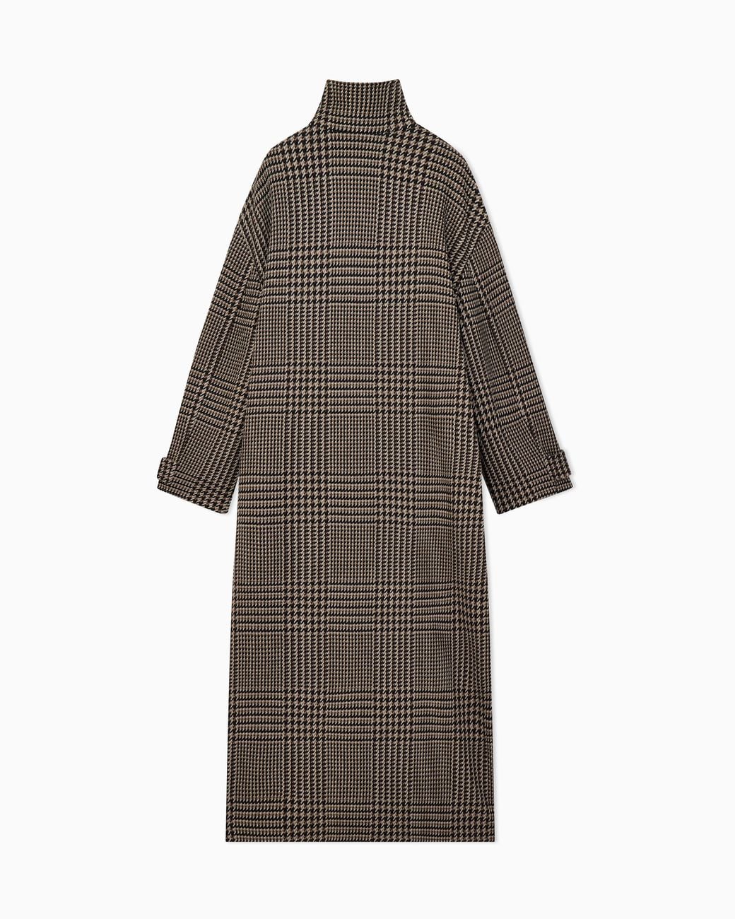 Emporio Armani Brown Prince Of Wales Tweed Coat