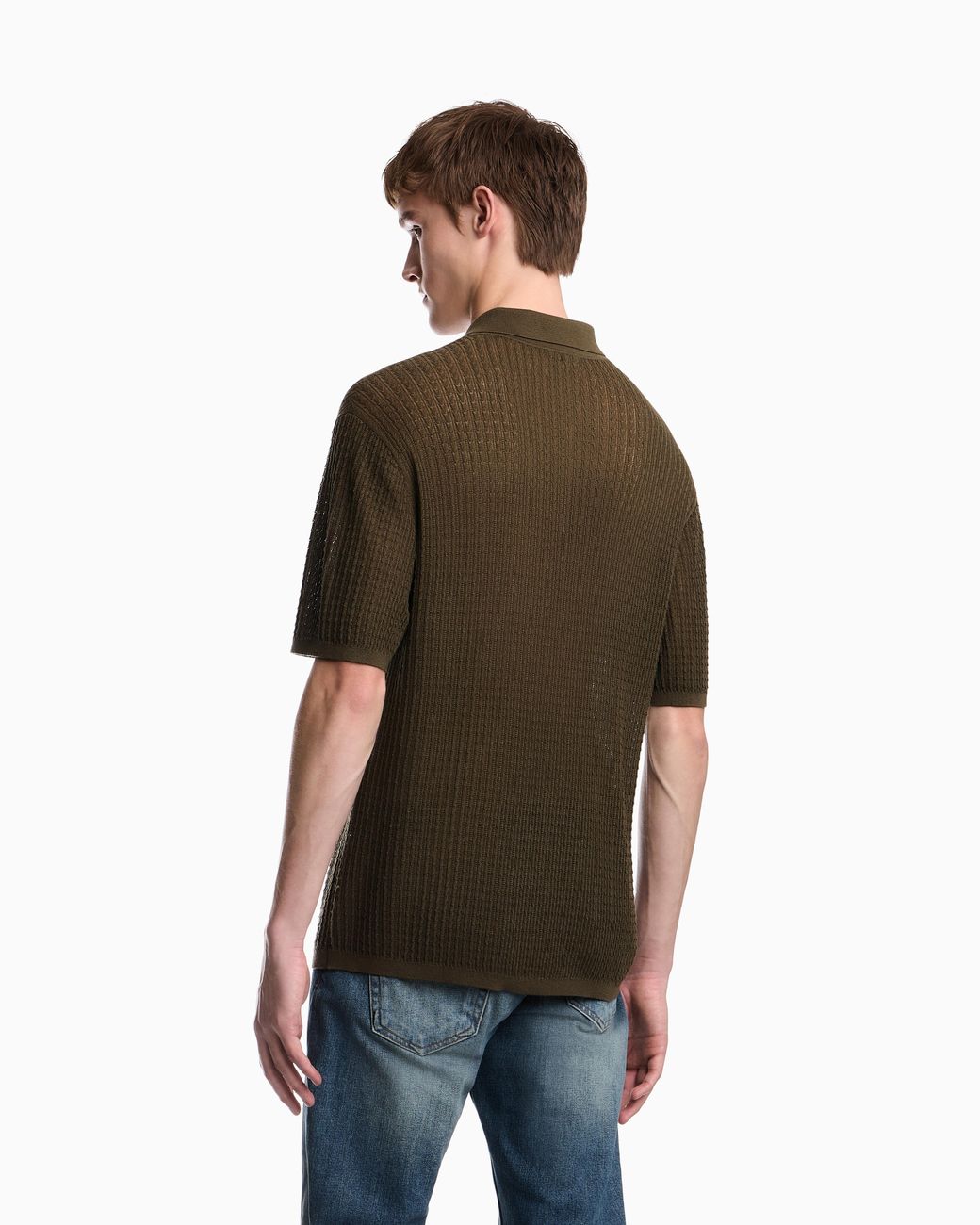 Emporio Armani Green Polo Collar Sweater for men