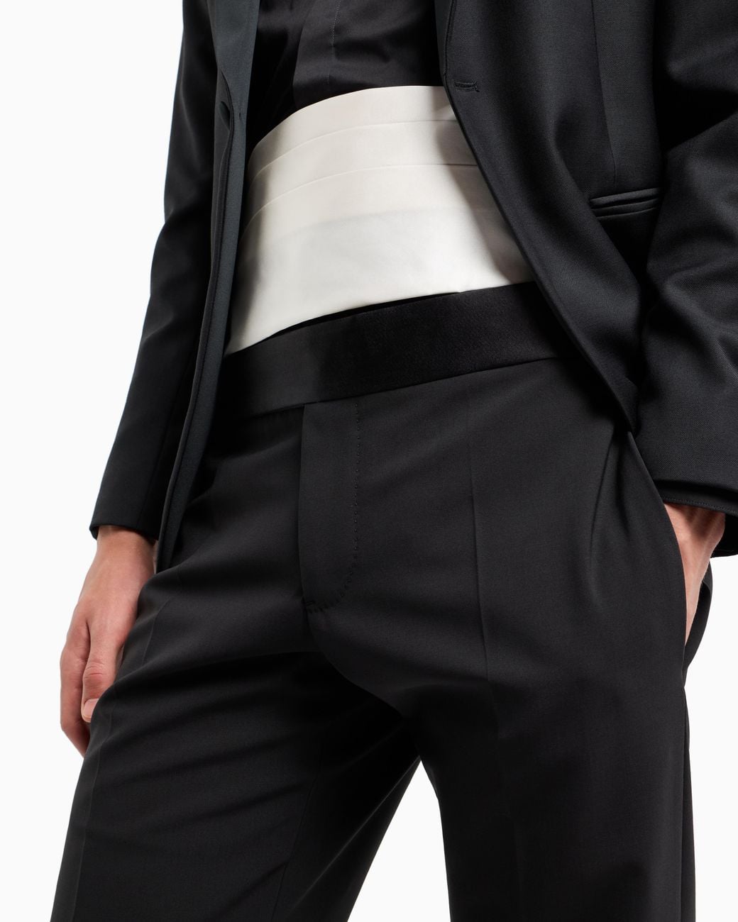 Emporio Armani White Pure Silk Tuxedo Band for men