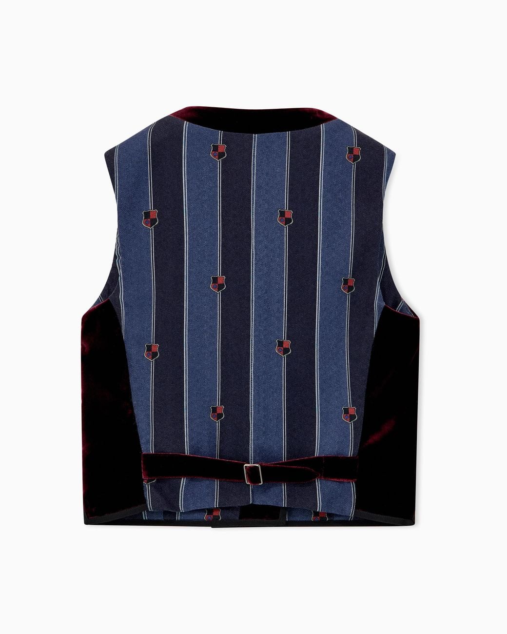 Emporio Armani Black Double-Breasted Waistcoat With Liquid Velvet And Striped Lining
