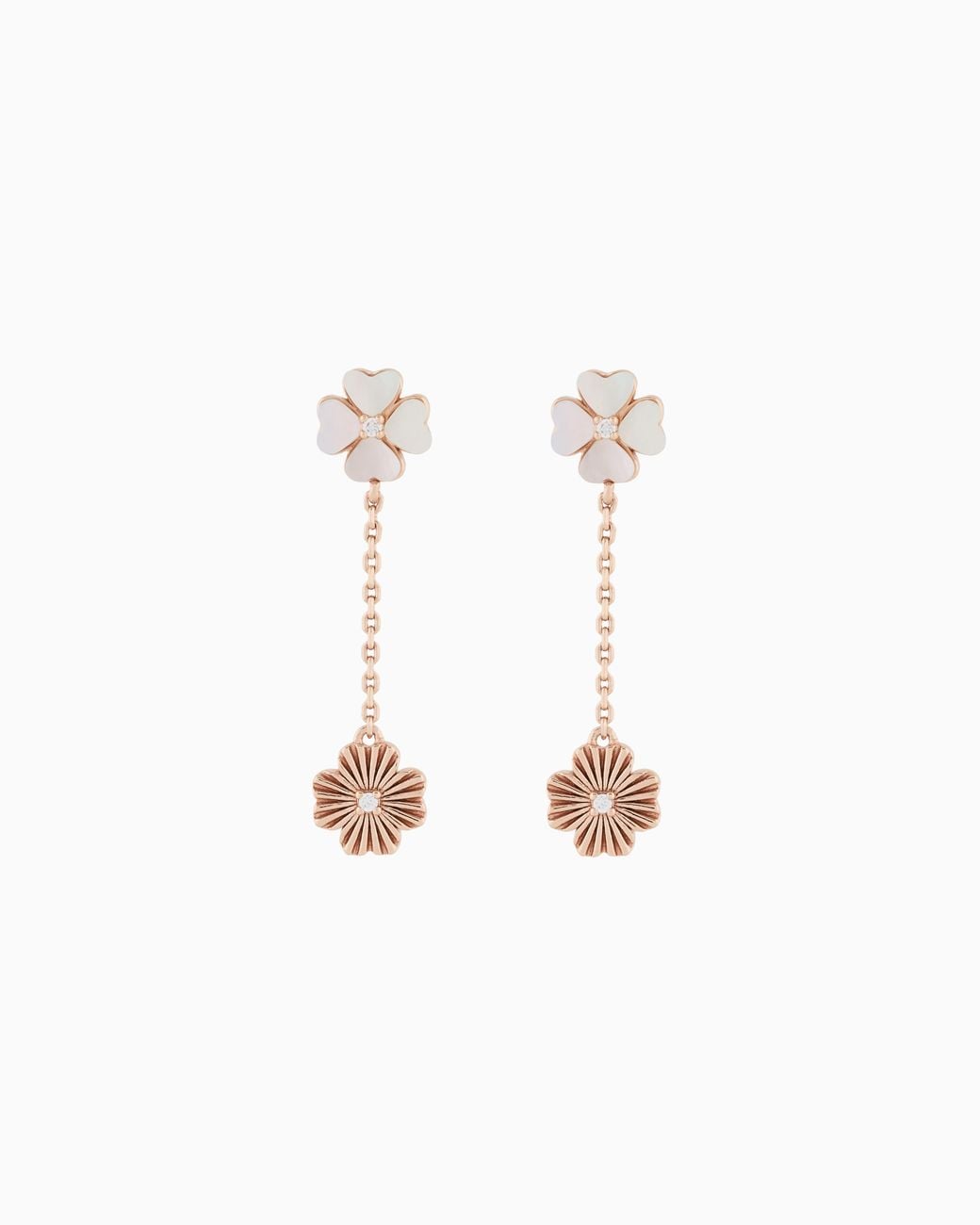 Emporio Armani White Mother Of Pearl Clover Drop Earrings
