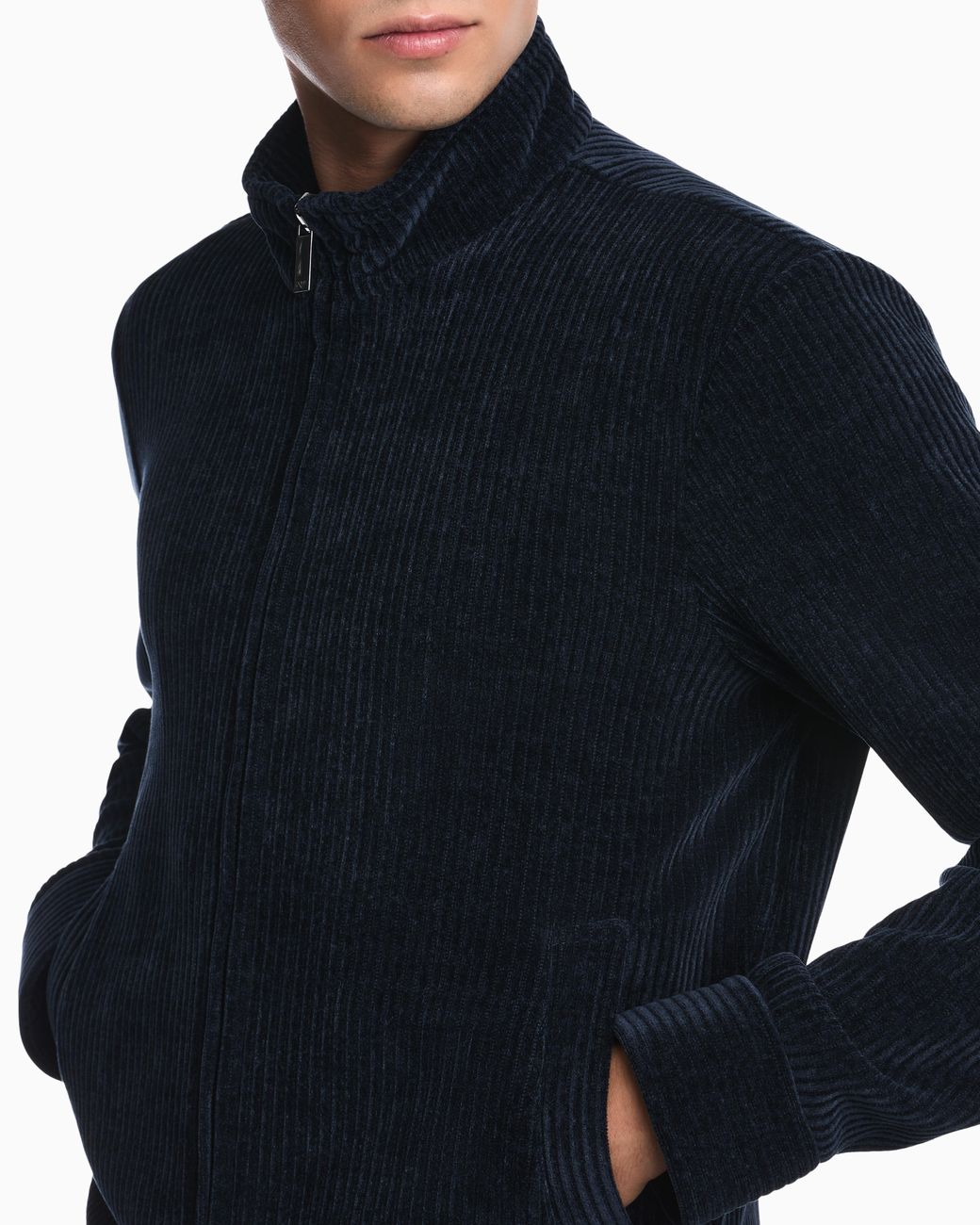 Emporio Armani Blue Signature Capsule Collection Ribbed Chenille Full-Zip Blouson for men