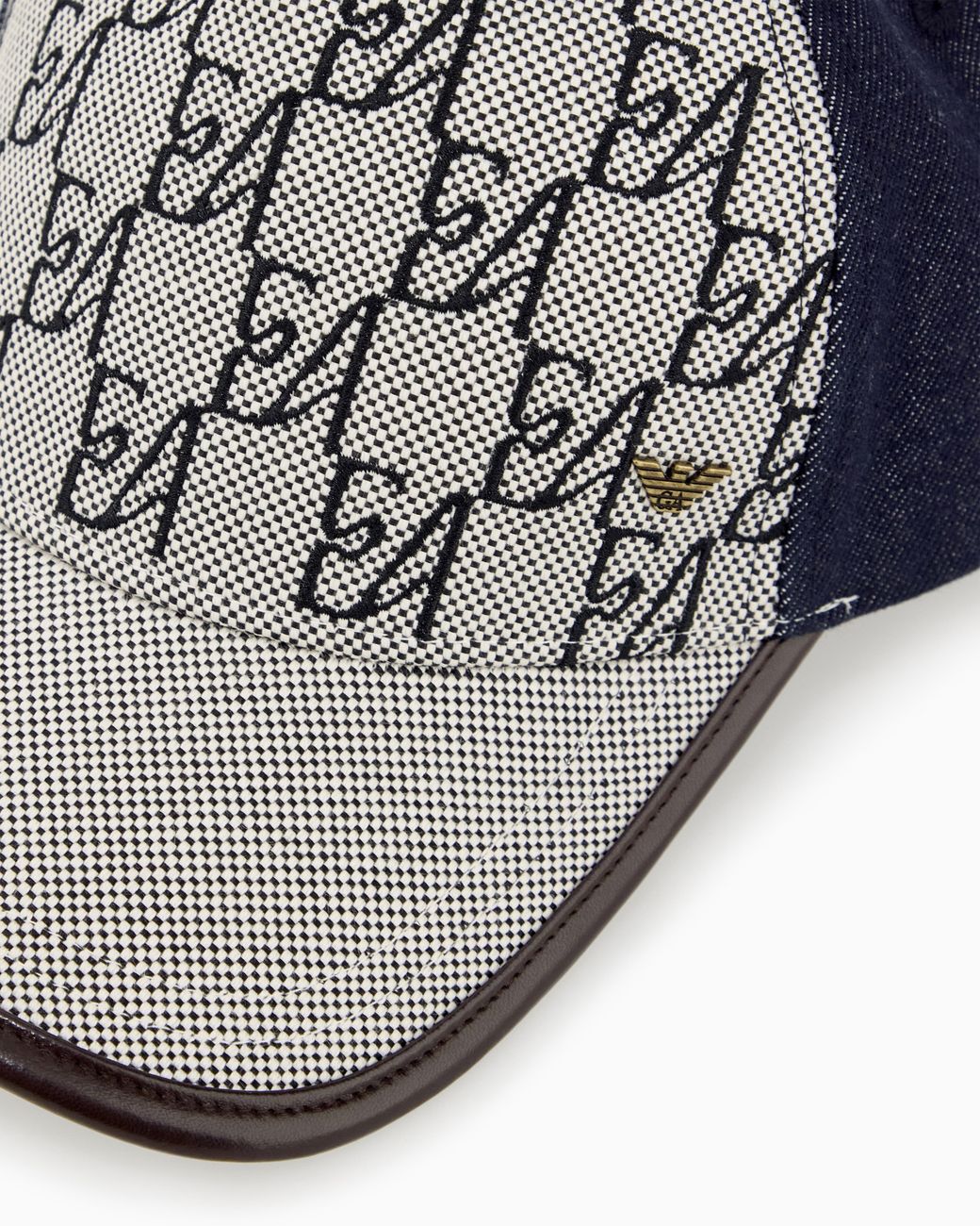 Emporio Armani White Baseball Hat With A Monogram Pattern And Adjustable Strap for men