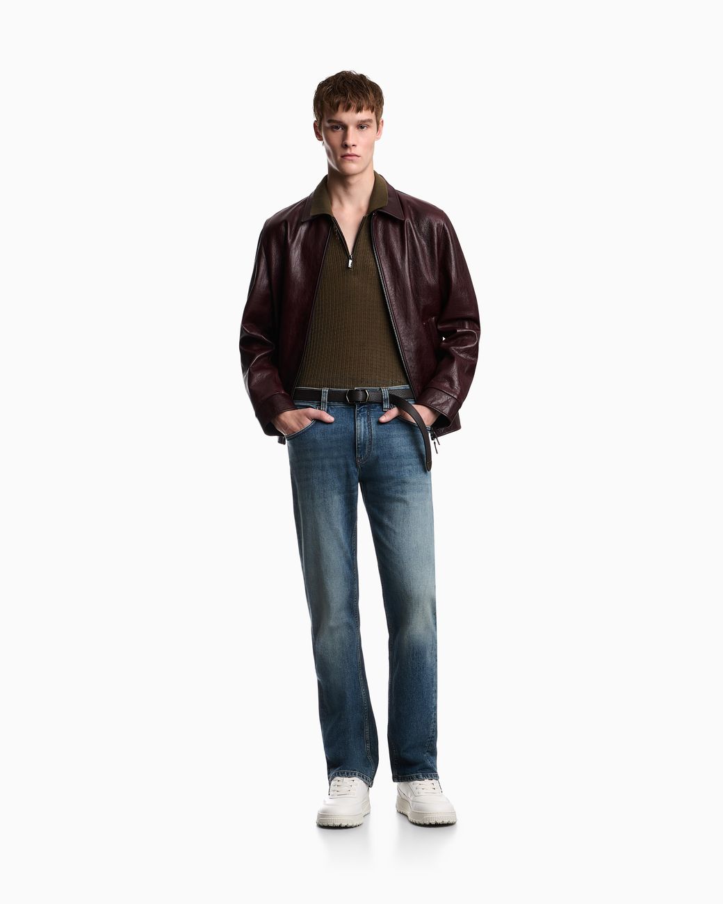 Emporio Armani Green Polo Collar Sweater for men