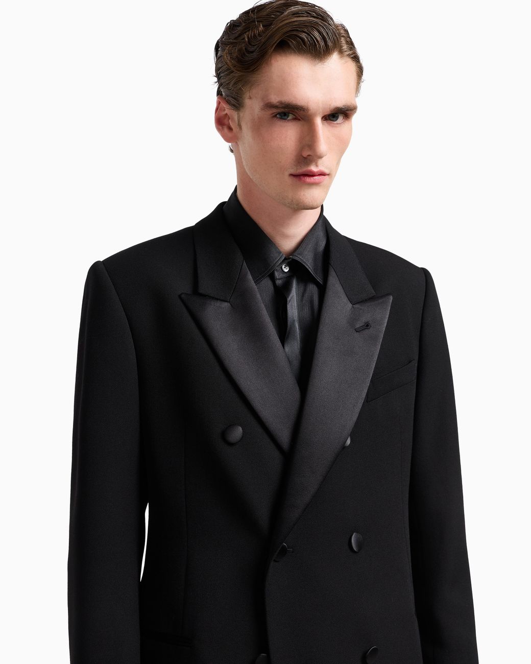 Emporio Armani Black Double-Breasted Coat for men