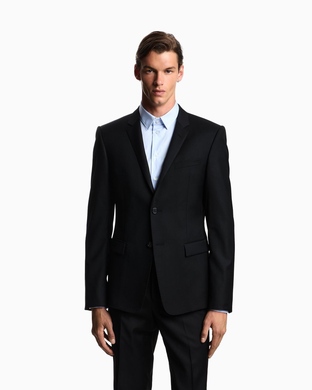 Emporio Armani Black Worsted Single-Breasted Jacket for men