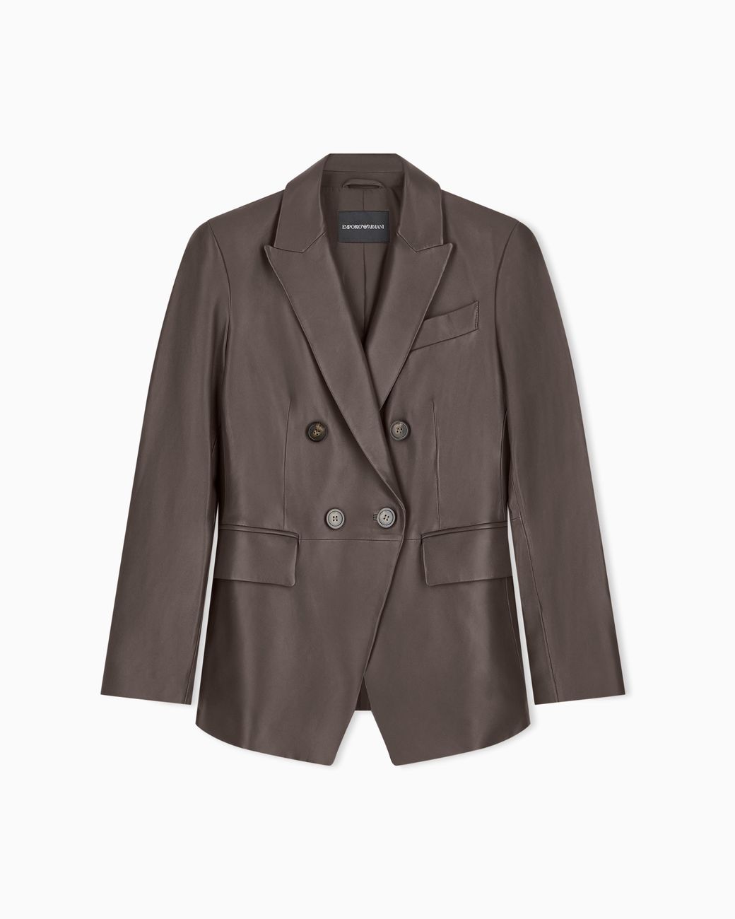Emporio Armani Brown Slim-Fit Double-Breasted Blazer