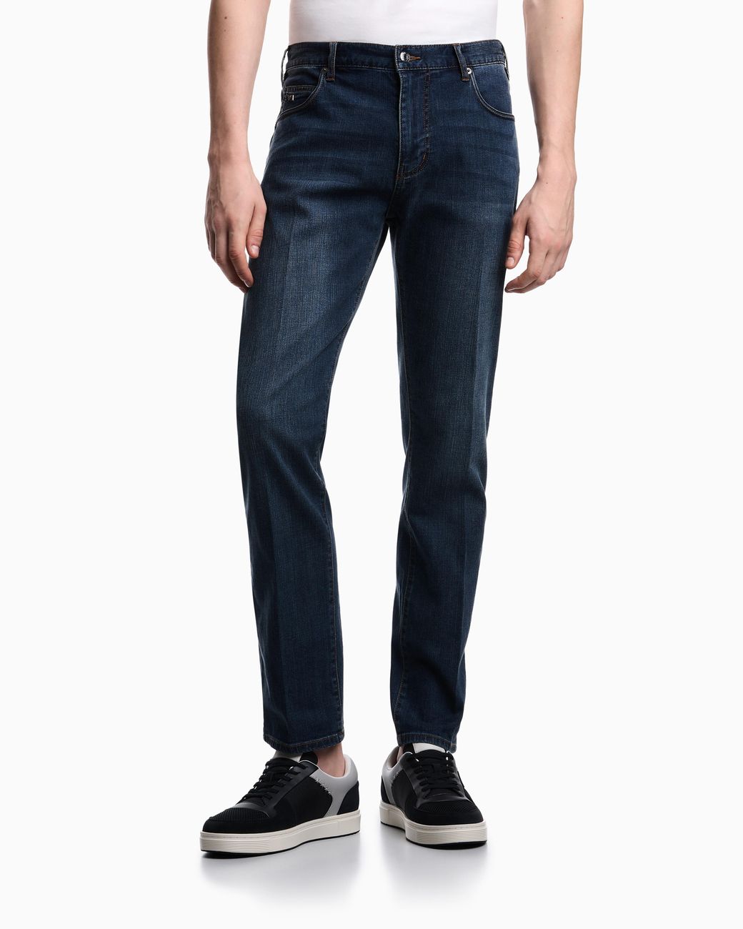 Emporio Armani Blue J45 Regular Fit, Washed Stretch Denim Jeans for men