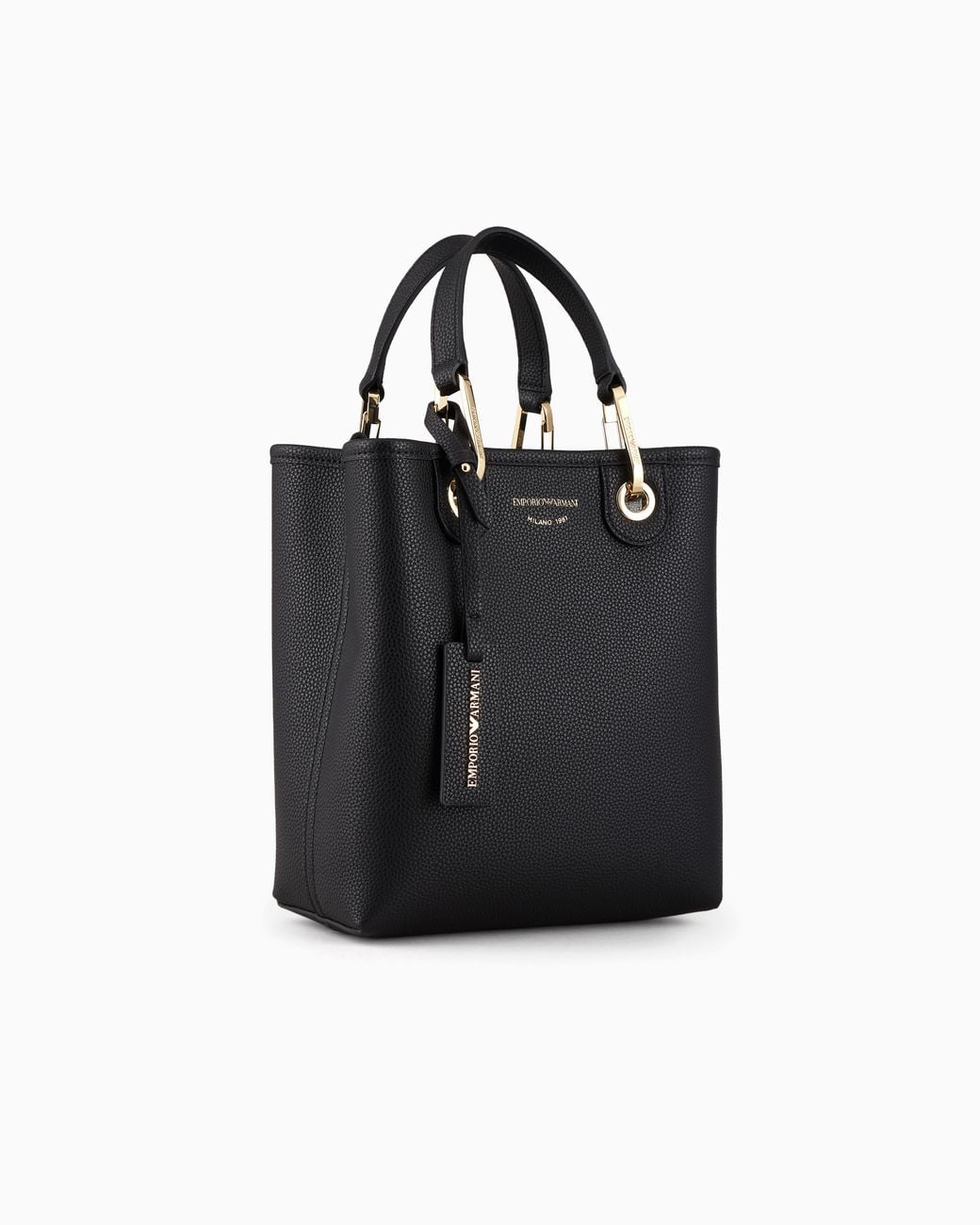 Emporio Armani Black Deer-Print Myea Vertical Shopper Bag