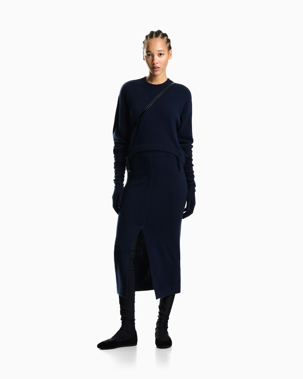 Emporio Armani Blue Shaved Virgin Wool Sweater Travel Essential