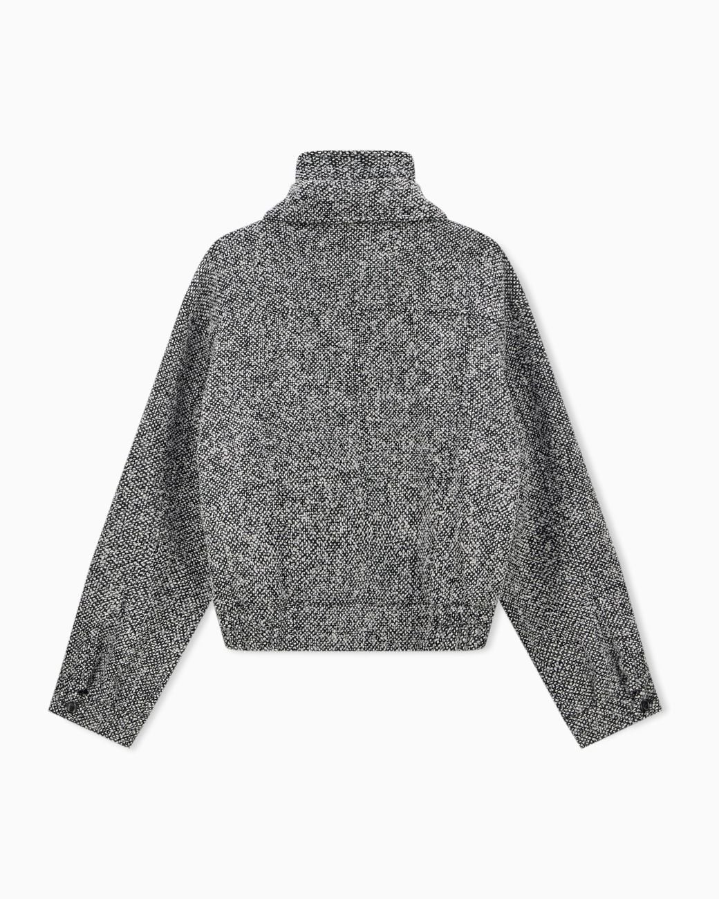 Emporio Armani Gray Herringbone Wool Blend Jacket With A Front Zipper Closure for men