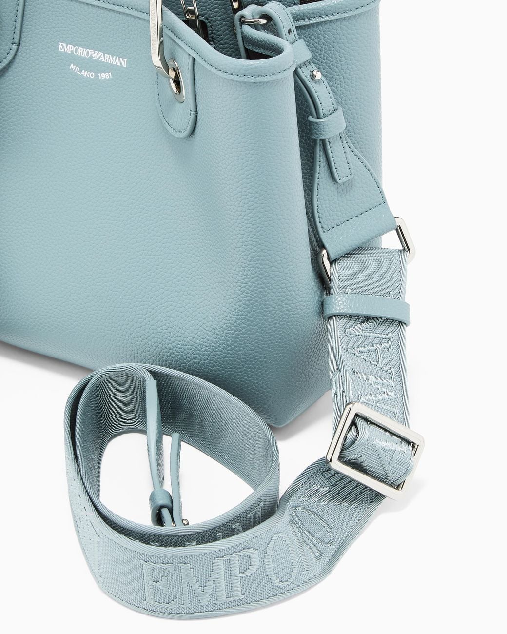 Emporio Armani Blue Small Myea Shopper Bag With Deer Print