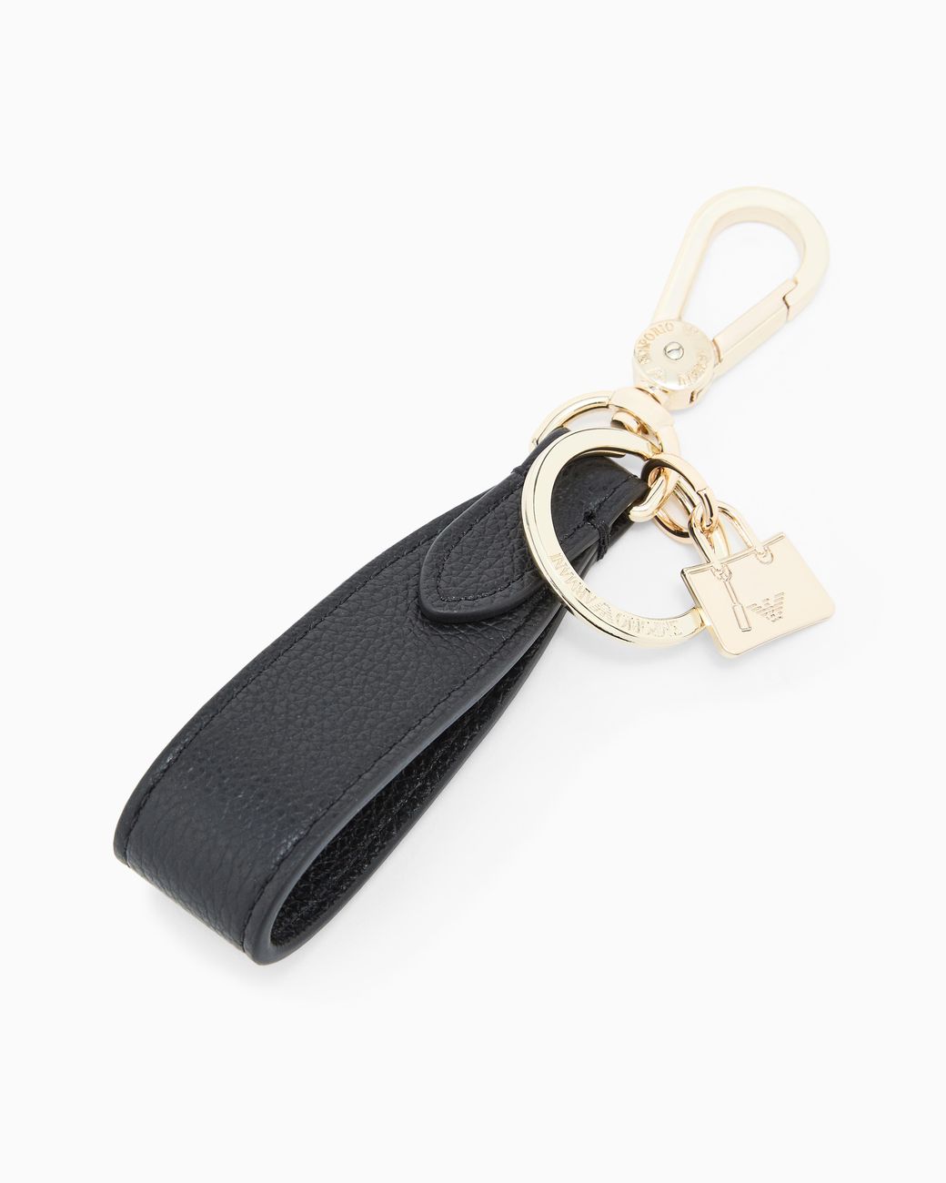 Emporio Armani White Deer-Print Leather Keyring