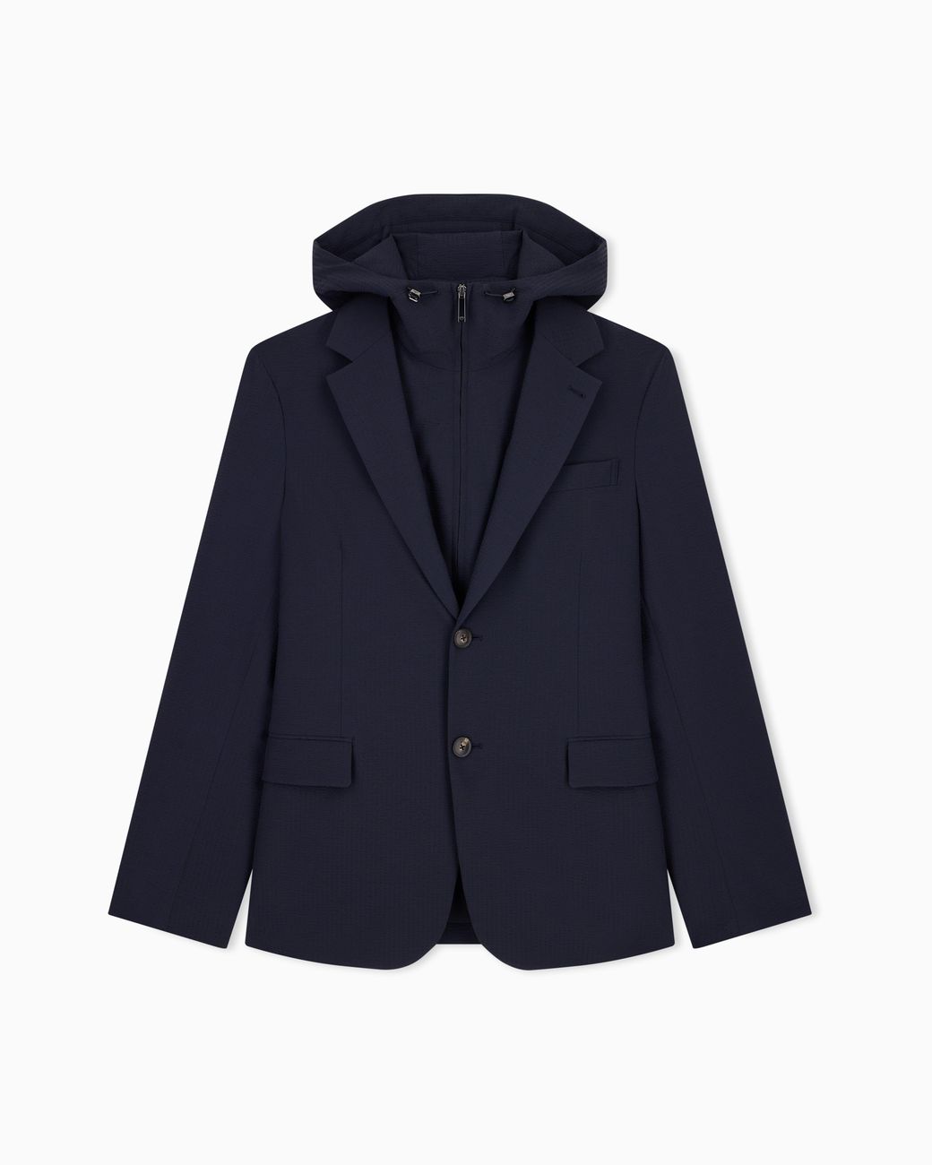 Emporio Armani Blue Regular Fit Seersucker Blazer for men