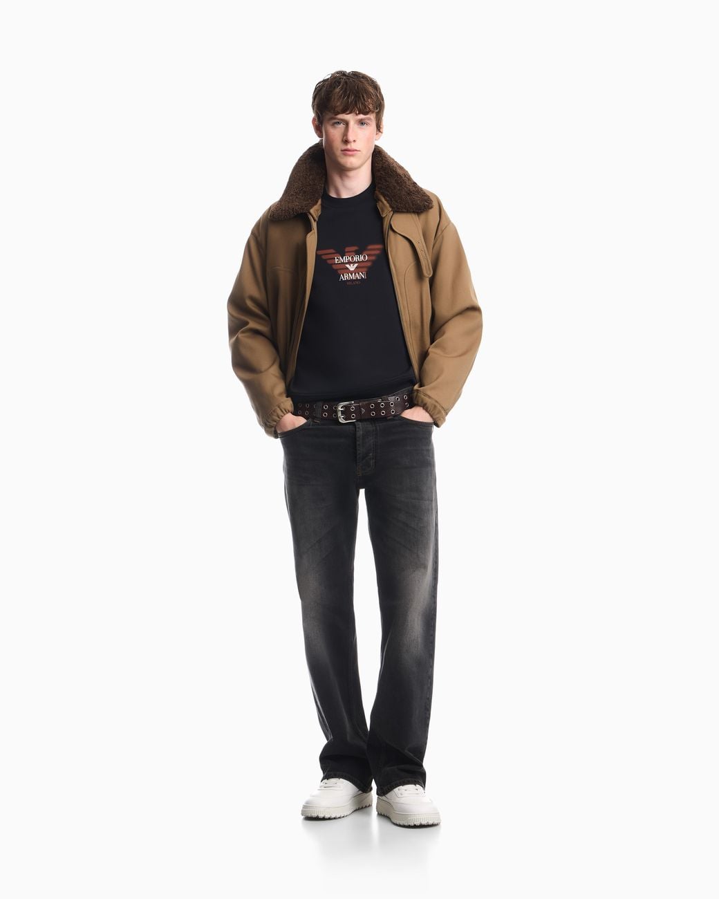 Emporio Armani Gray Straight-Leg Five-Pocket Denim Jeans With A Faded Effect for men