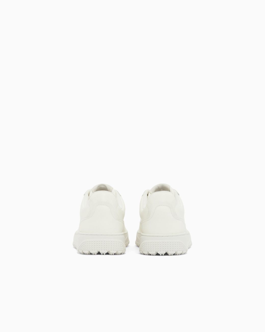 Emporio Armani White Smooth Leather Lace-Up Sneakers With A Textured Rubber Sole for men