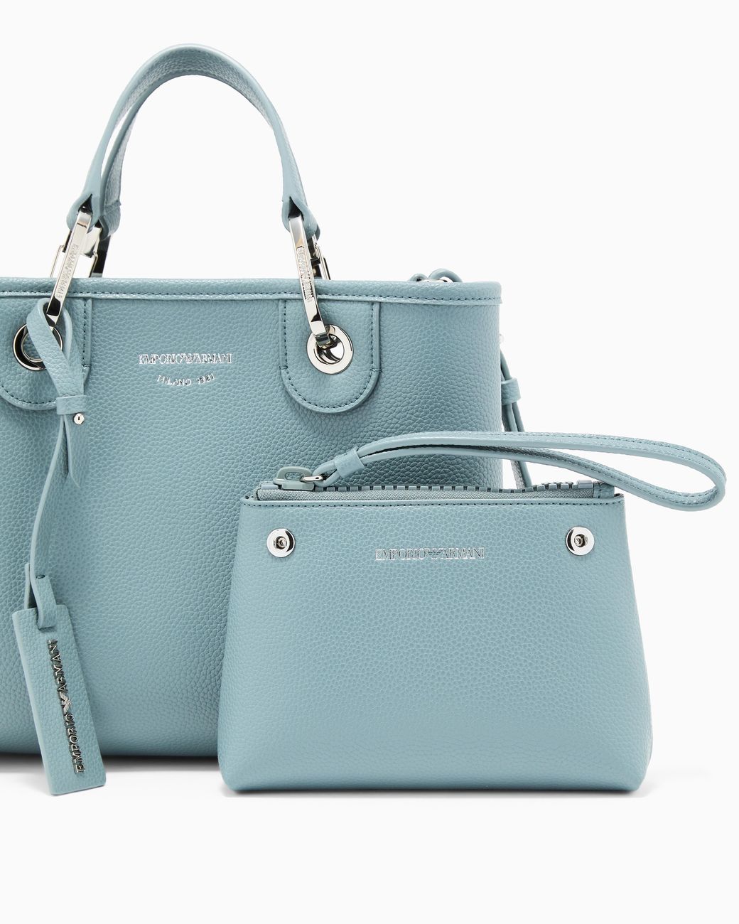 Emporio Armani Blue Small Myea Shopper Bag With Deer Print