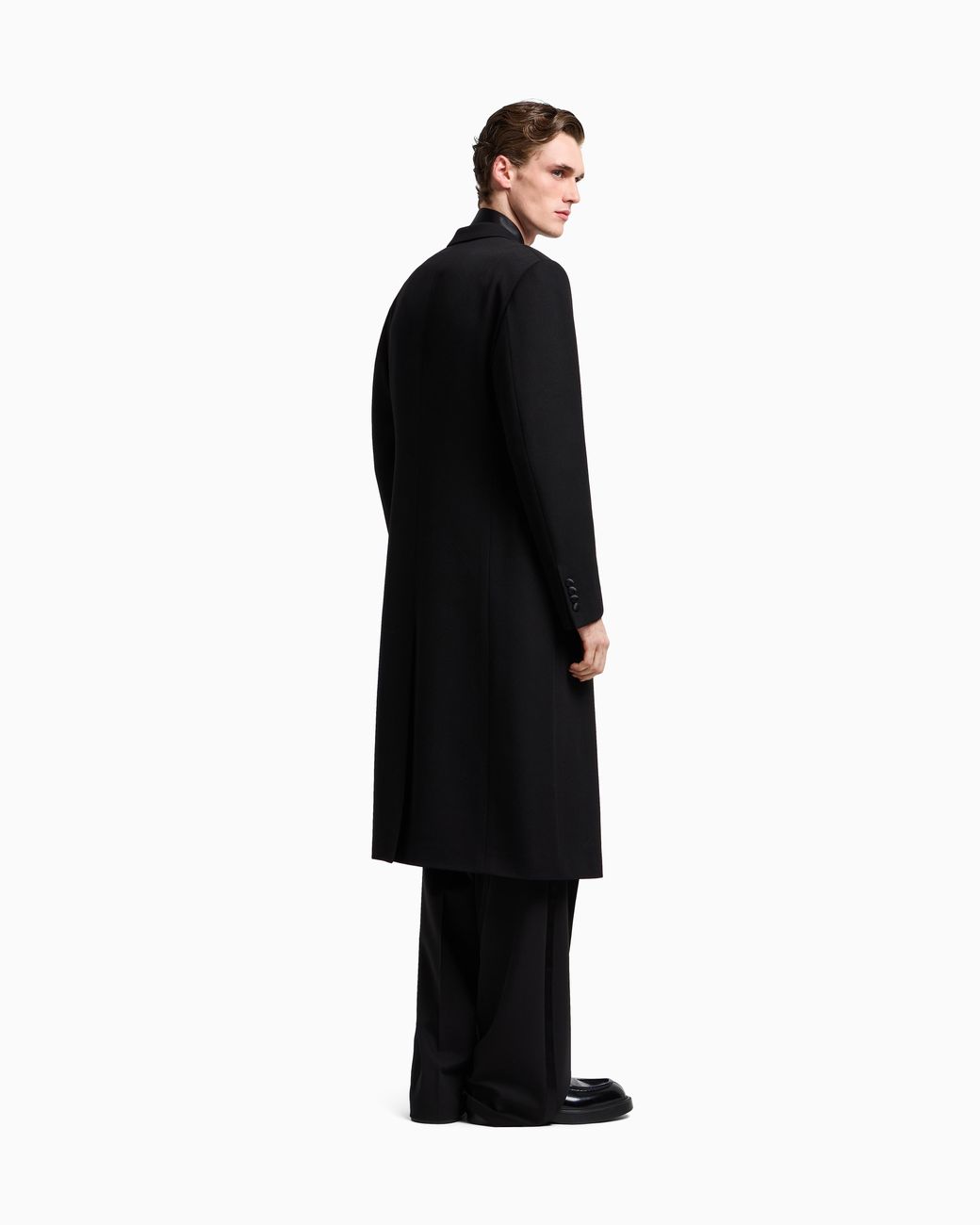 Emporio Armani Black Double-Breasted Coat for men