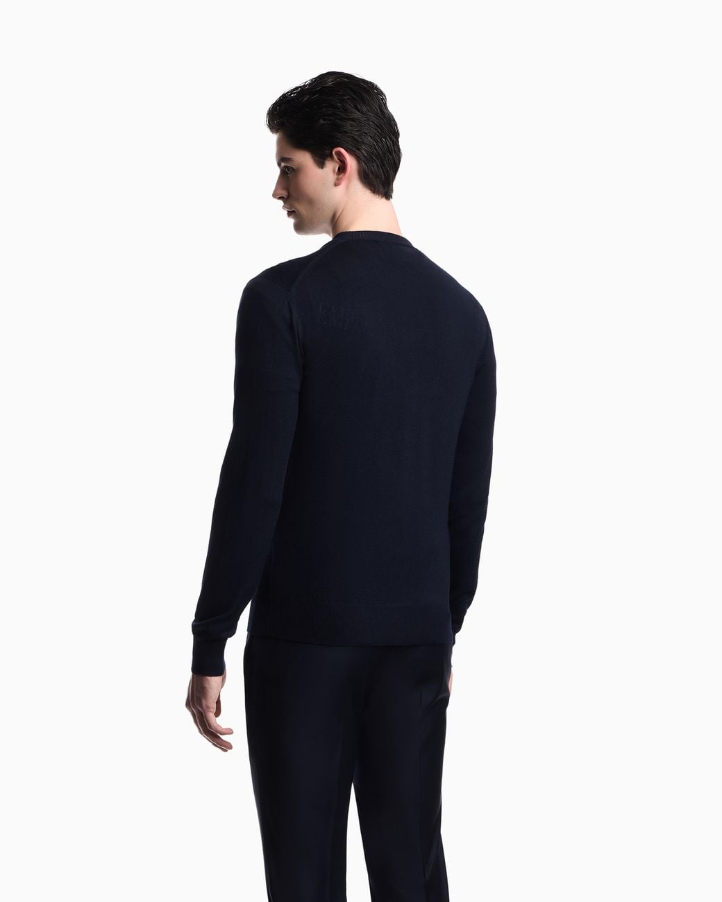 Emporio Armani Blue Pure Virgin Wool V-Neck Cardigan for men
