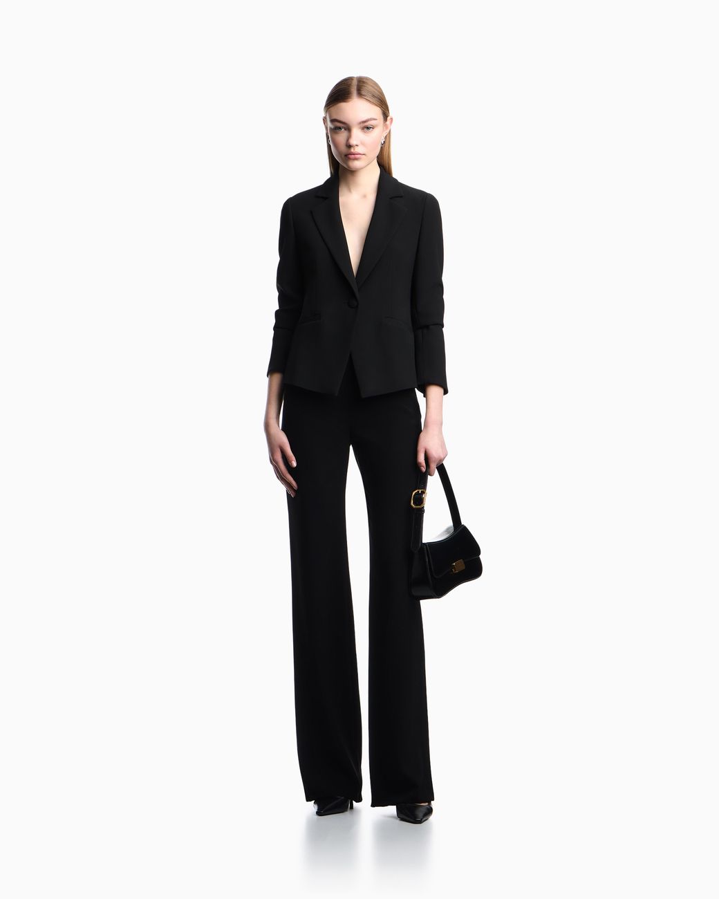 Emporio Armani Black Cady Crepe Jacket With Lapels