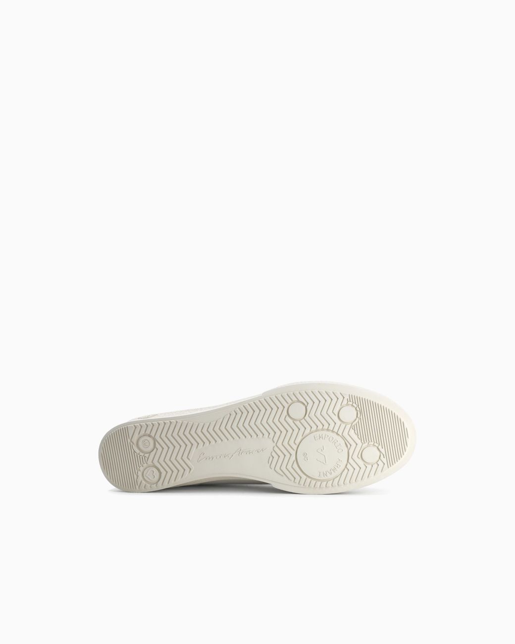 Emporio Armani White Leather Sneakers With An Embossed Logo And A Rubber Sole