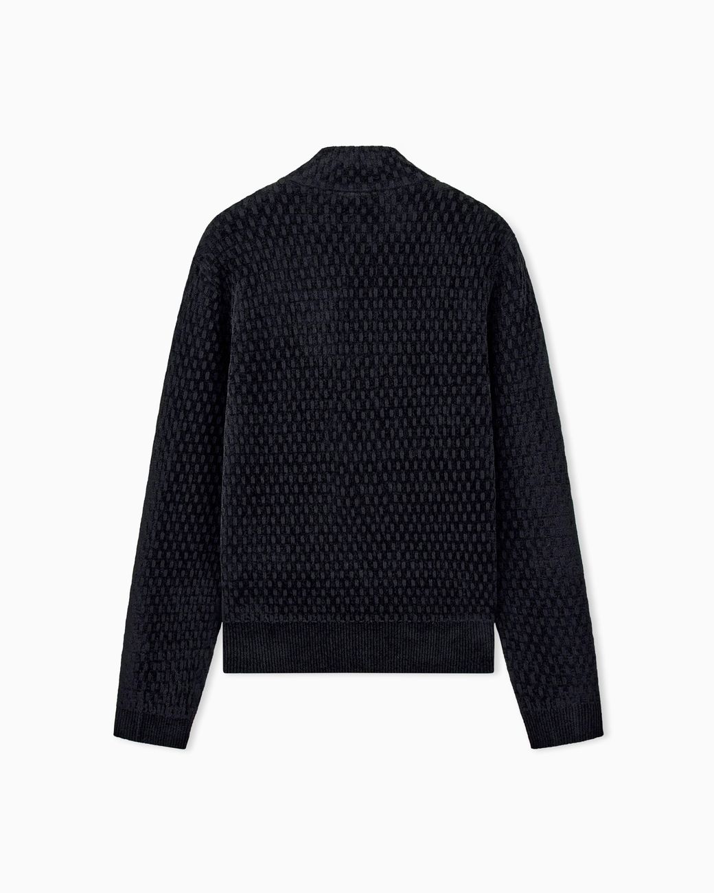 Emporio Armani Blue Signature Capsule Textured Virgin Wool Buttoned Sweater for men