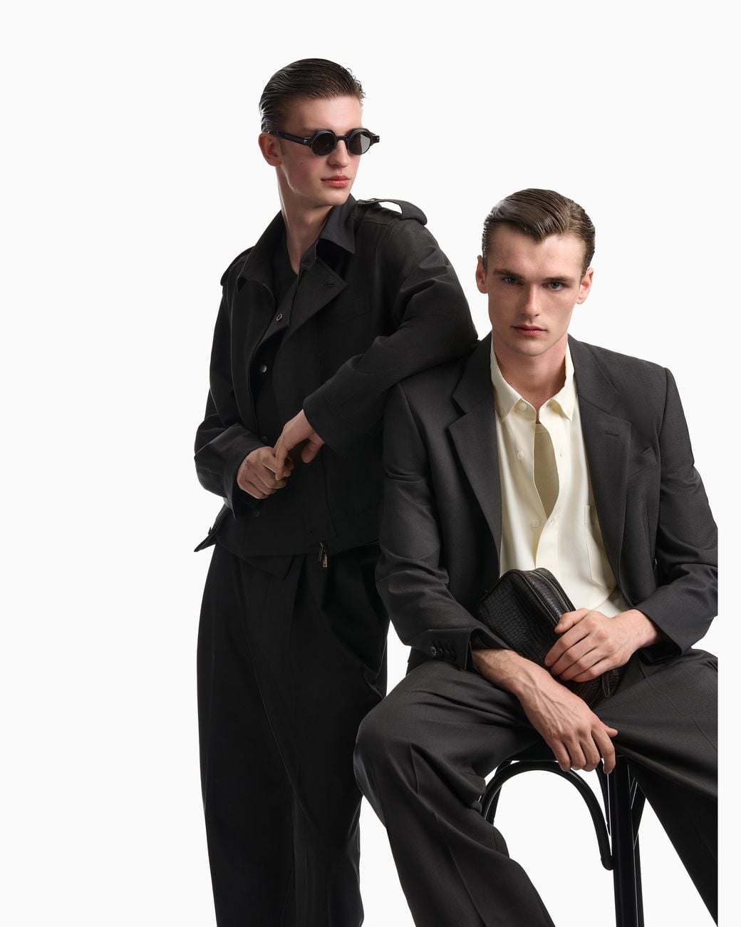 Emporio Armani Black Formal Trousers for men