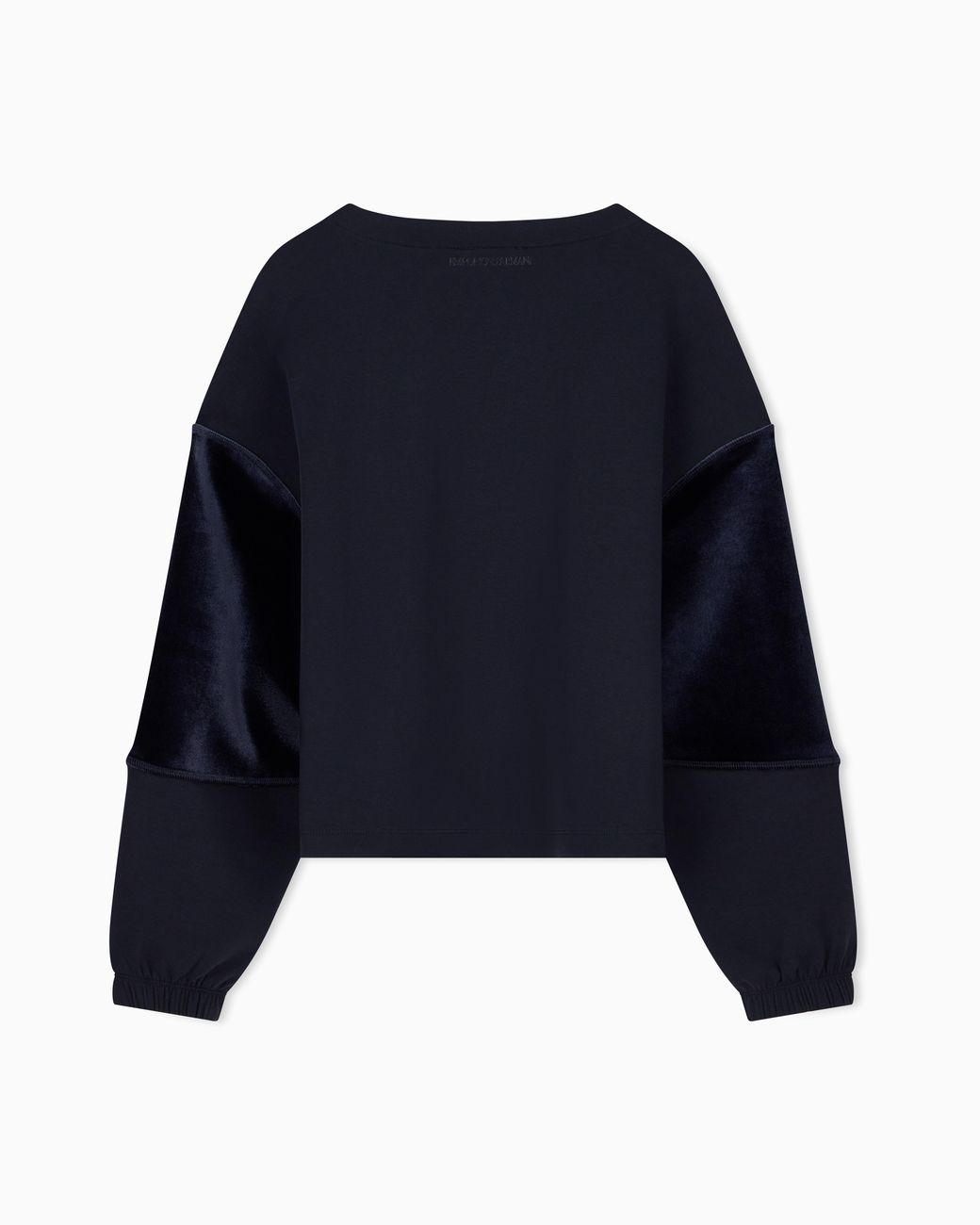 Emporio Armani Blue Double Jersey Sweatshirt With Chenille Tape Travel Essential