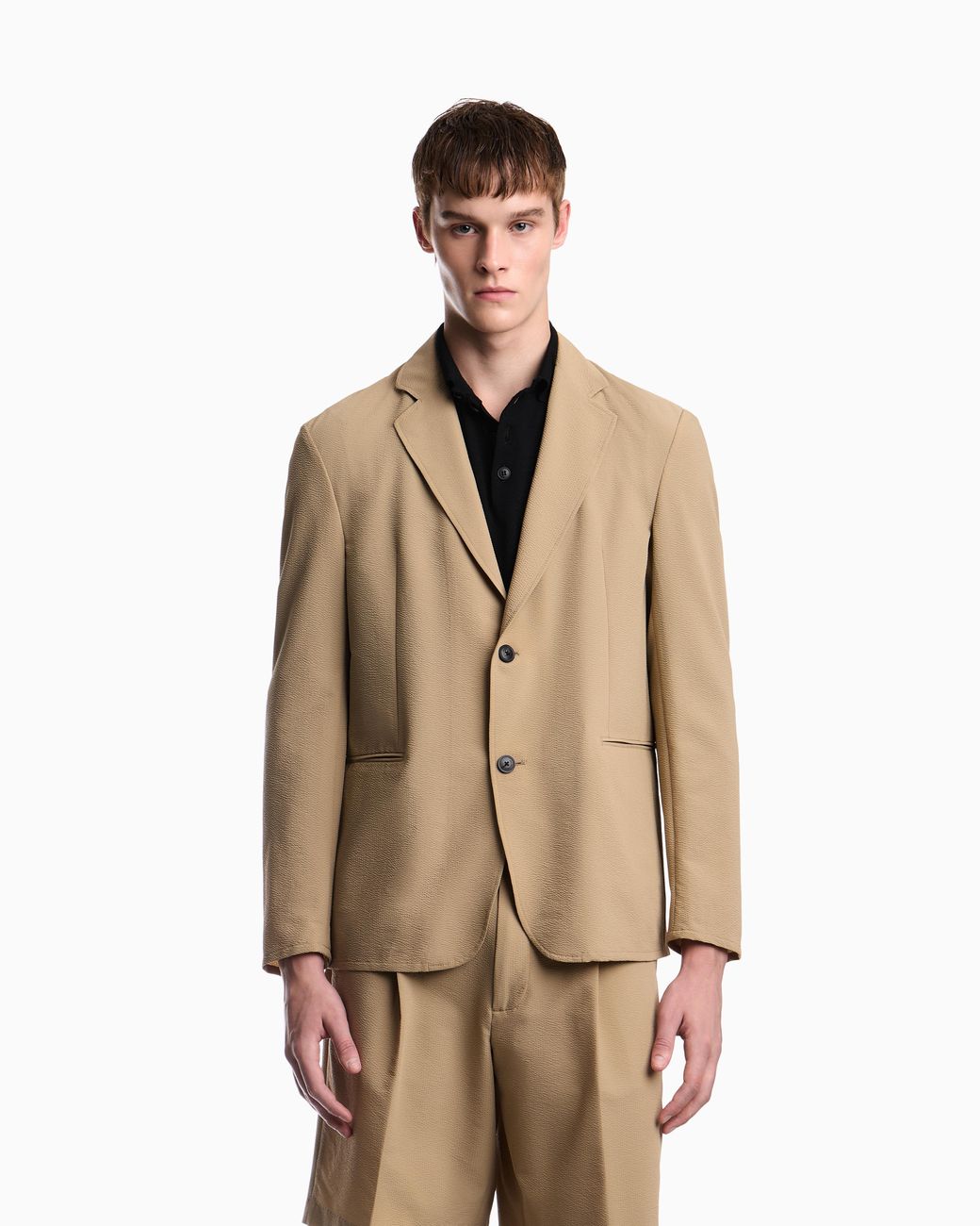 Emporio Armani Natural Seersucker Blazer With Down Padding And A Regular Fit for men