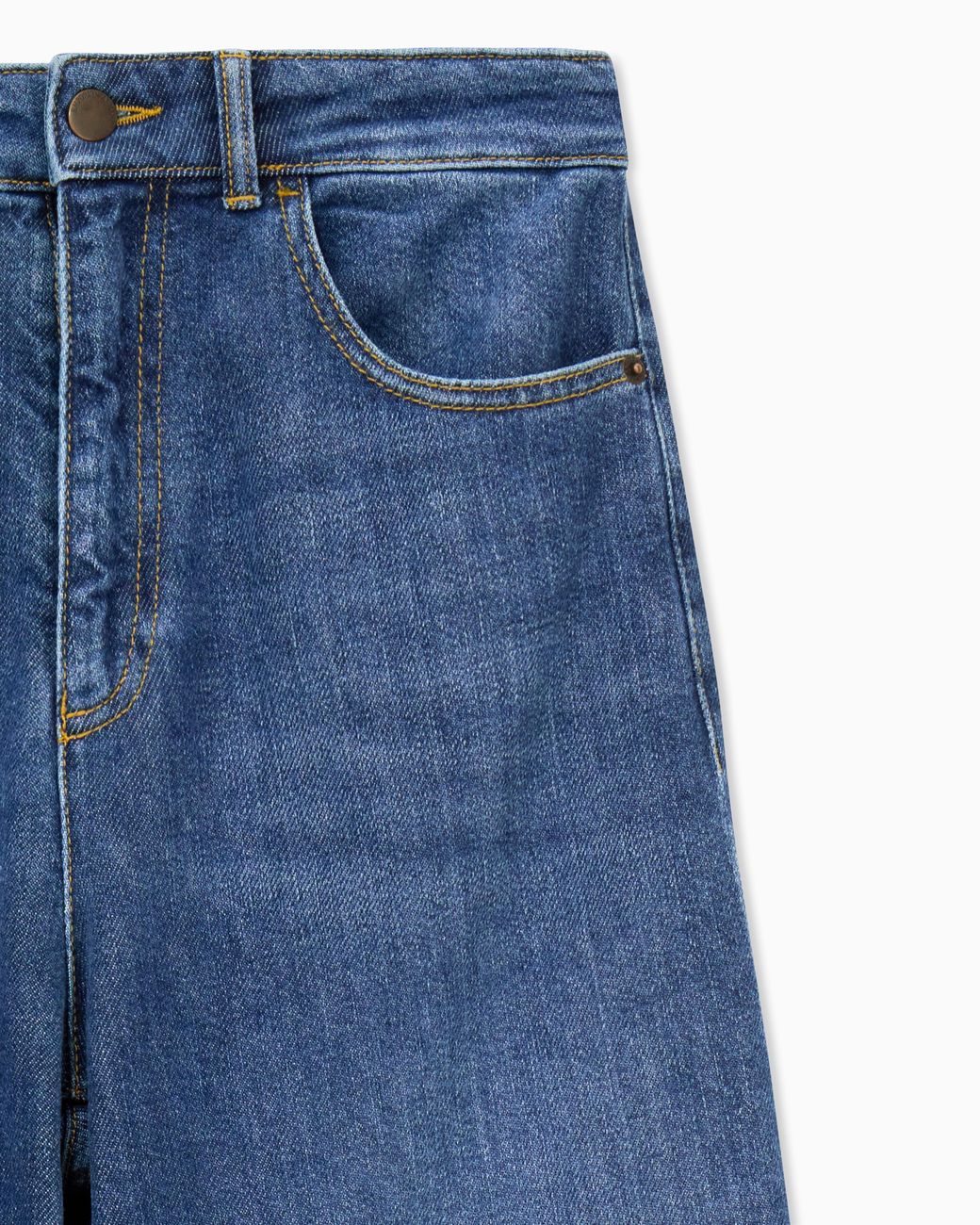 Emporio Armani Blue 5-Pocket Pants High-Waisted Wide-Leg Denim With A Used Look