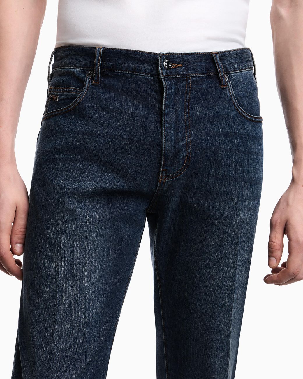 Emporio Armani Blue J45 Regular Fit, Washed Stretch Denim Jeans for men