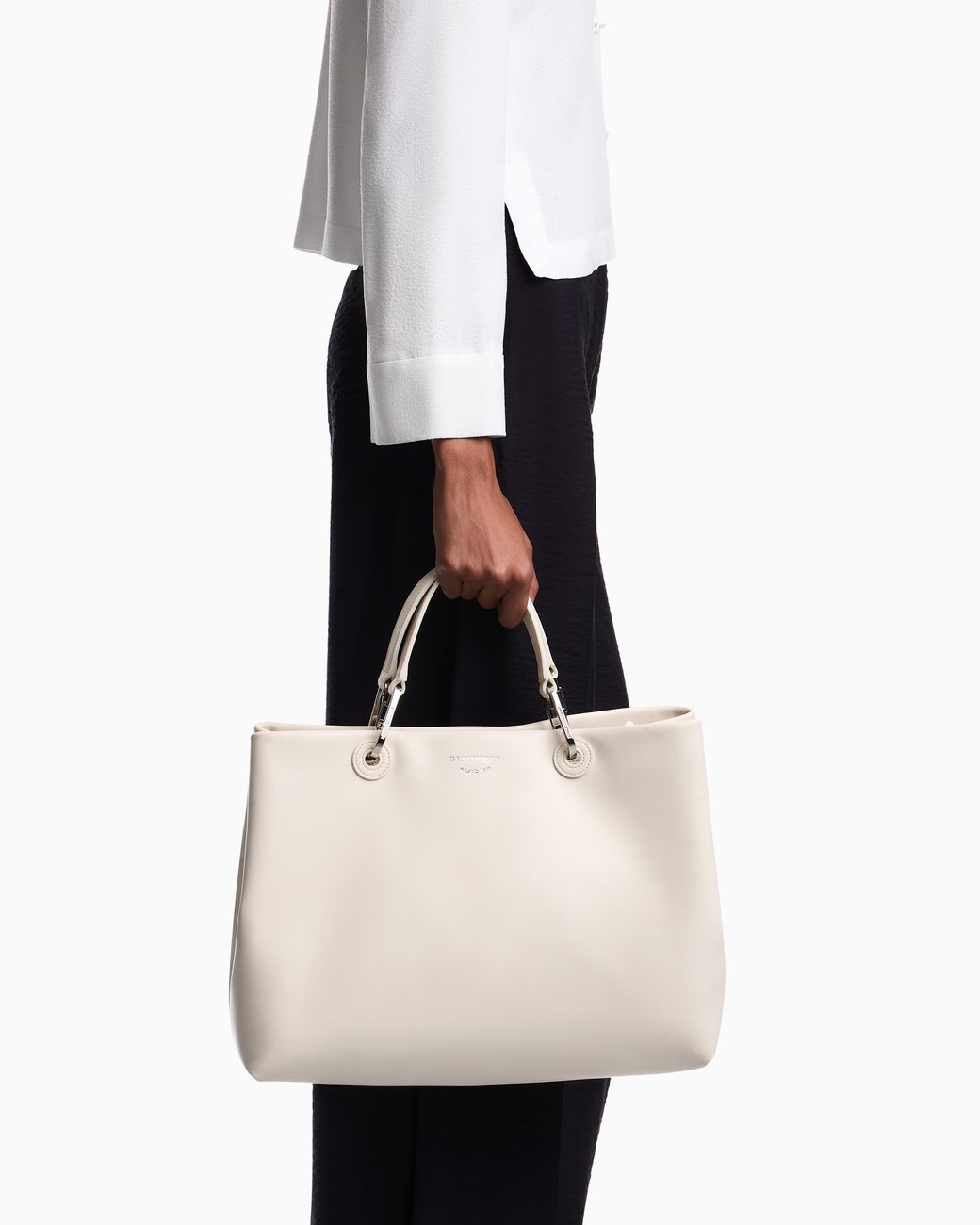 Emporio Armani White Shopper Bag