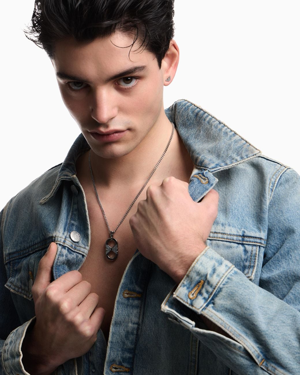 Emporio Armani Metallic Stainless Steel Pendant Necklace for men