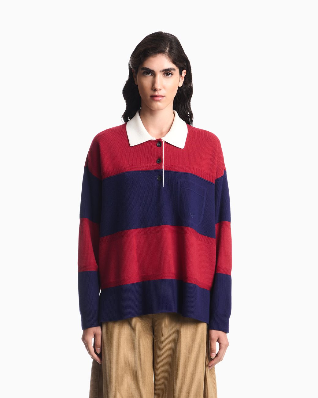 Emporio Armani Red Boteh Capsule Collection Polo-Collar Jumper