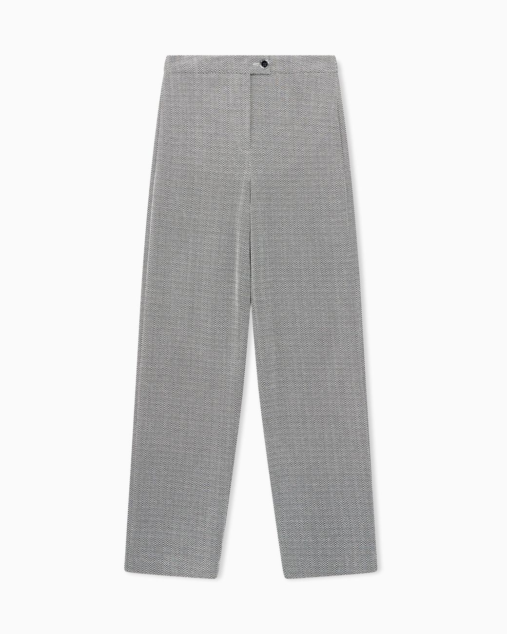 Emporio Armani Gray Trousers Jersey Regular Fit With Chevron Pattern
