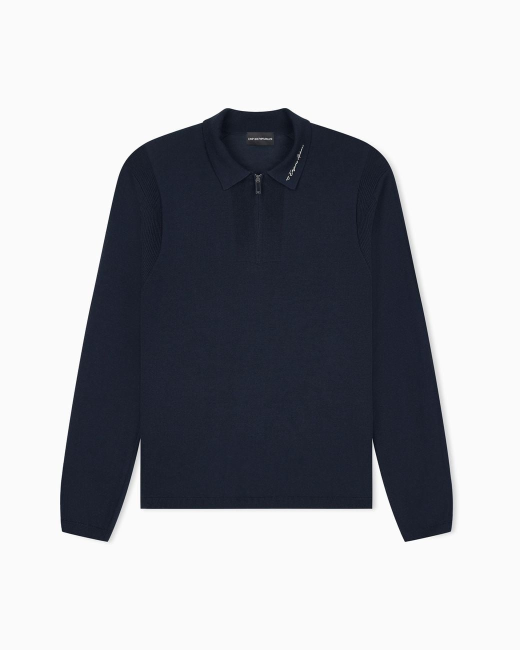 Emporio Armani Blue Shaved Virgin Wool Polo Neck Sweater for men