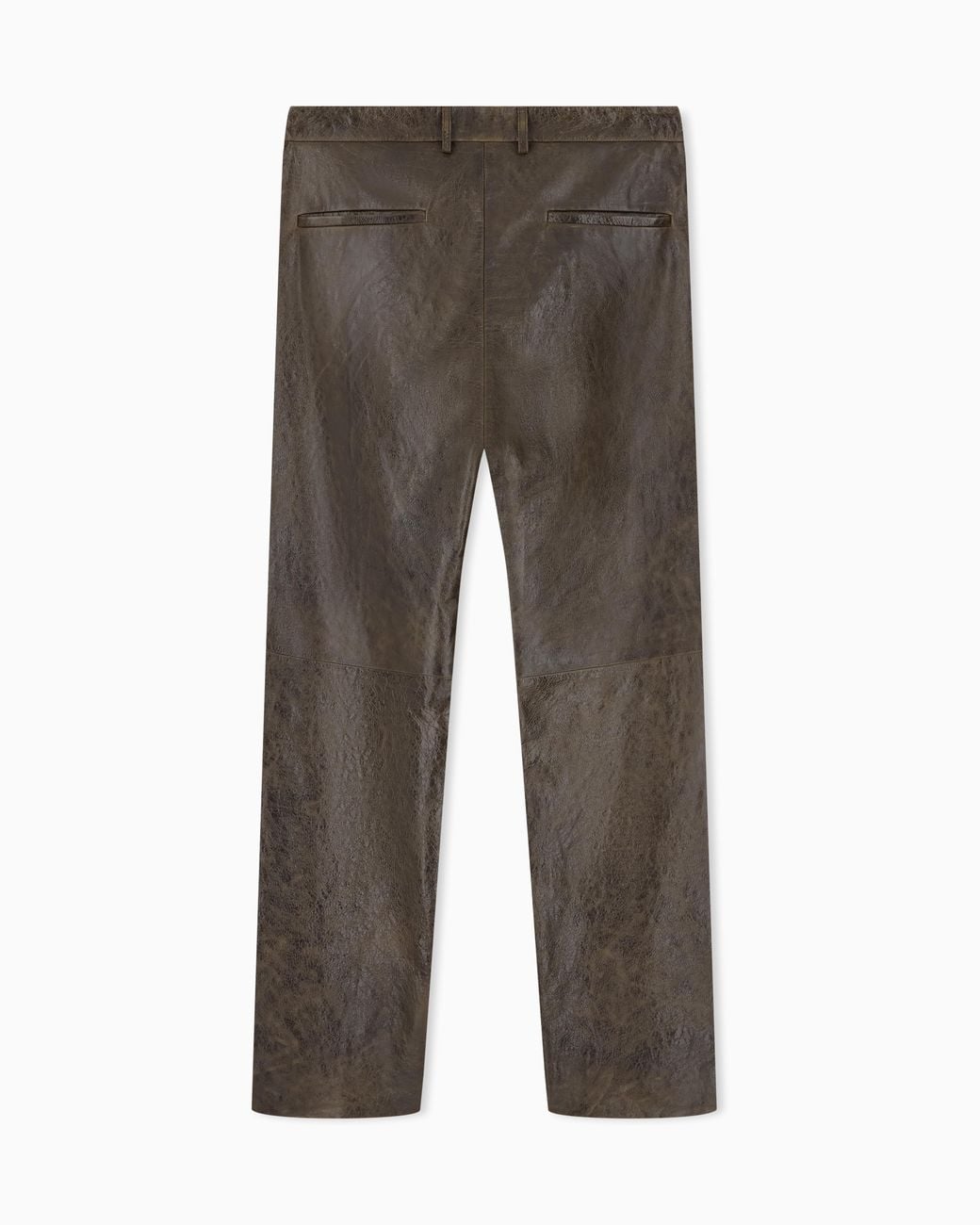 Emporio Armani Gray Semi-Glossy Drummed Leather Trousers With A Metal Zip for men