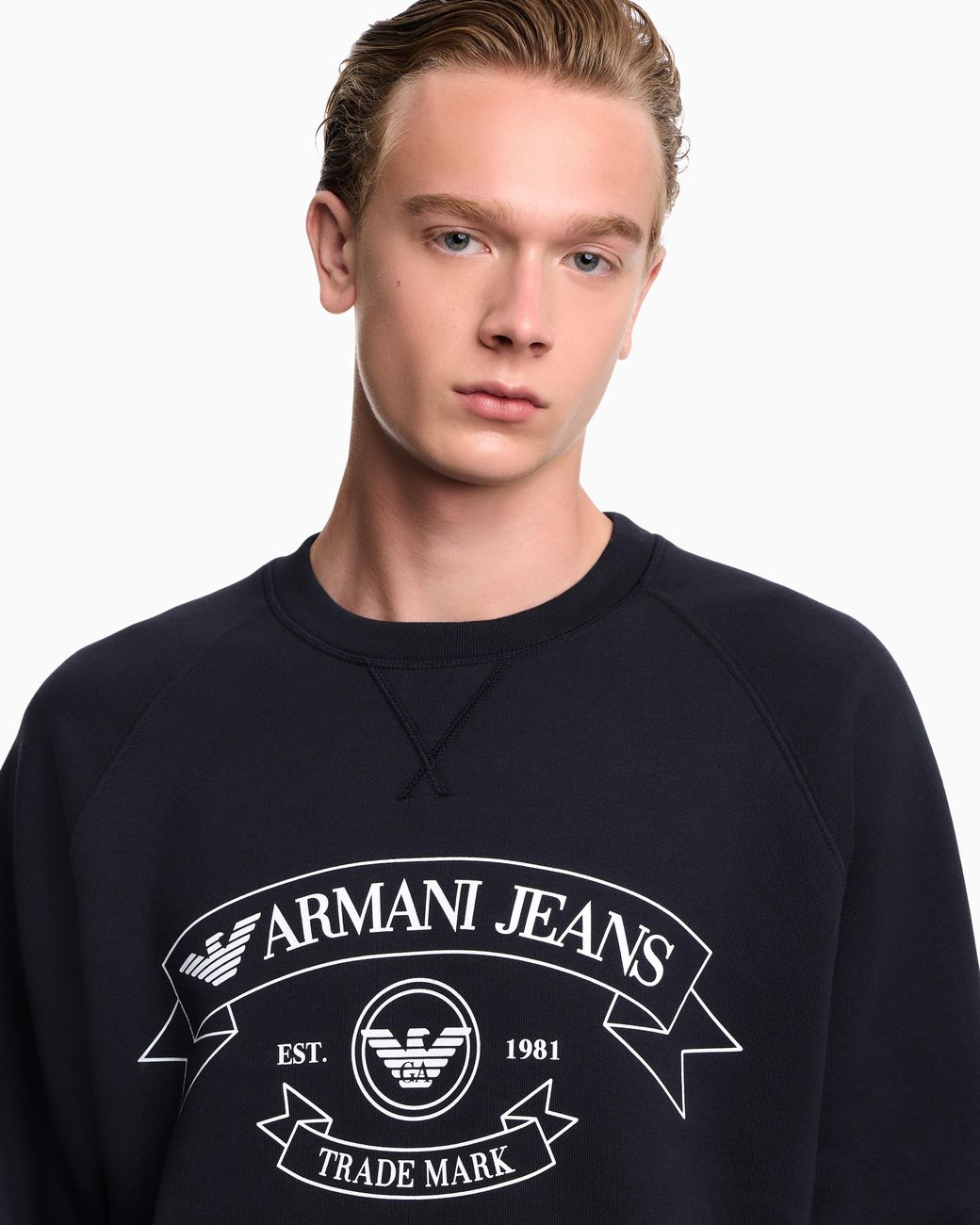 Emporio Armani Blue Armani Jeans Print Jersey Sweatshirt for men