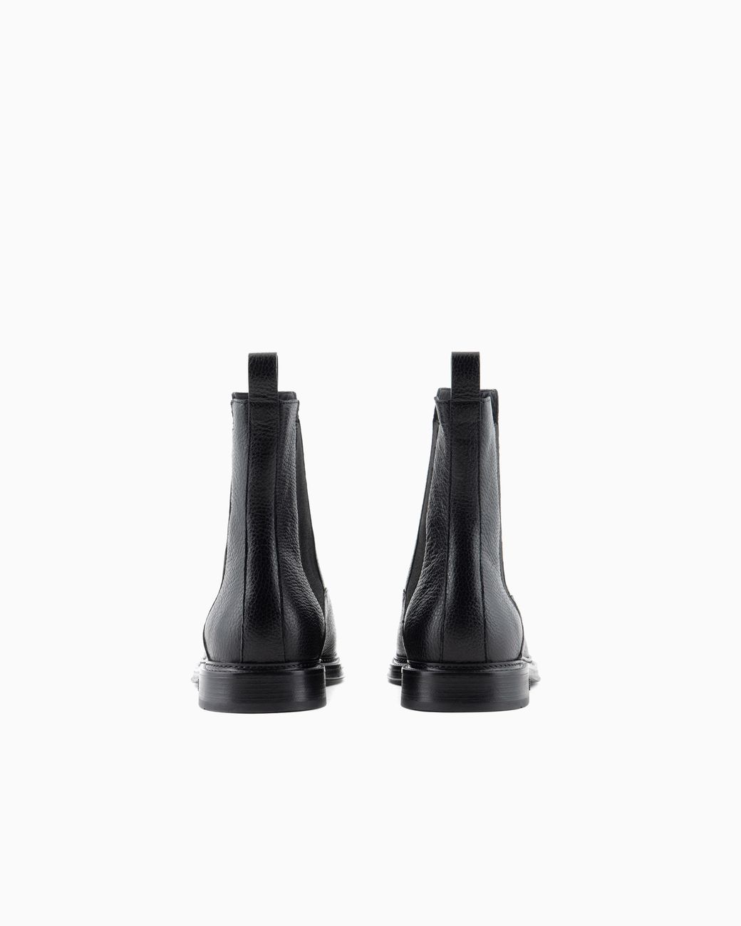 Emporio Armani Black Grained Leather Chelsea Boots for men